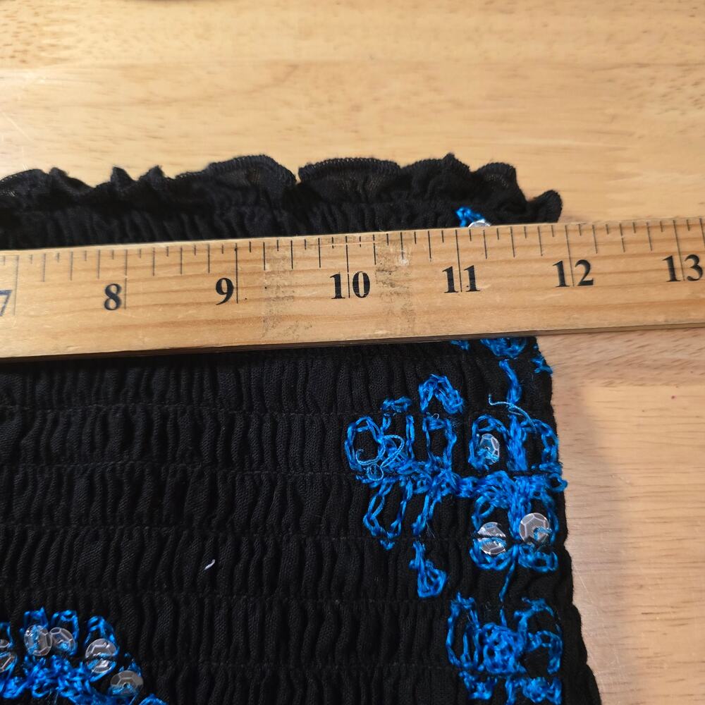 Y2k Coastal Mermaid Beach Sundress Sol & Spa Black Blue Sequin One Size - Picture 3 of 6